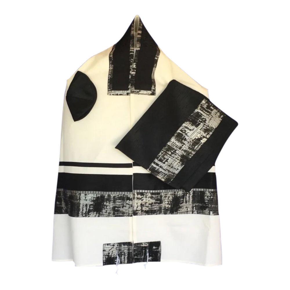 Men's Tallit: ADEB-506 Black & Silver