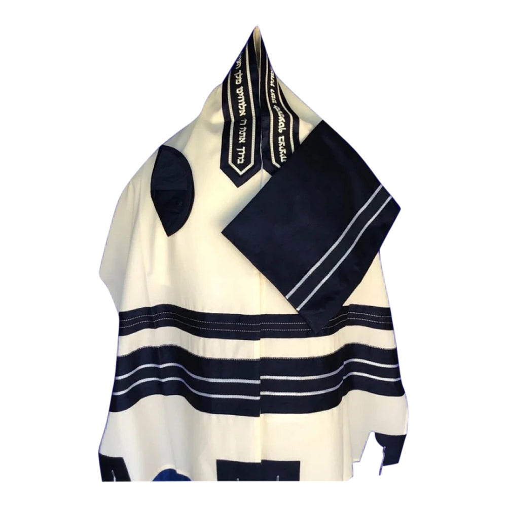 Men's Tallit: ADEB-511 Blue & Silver