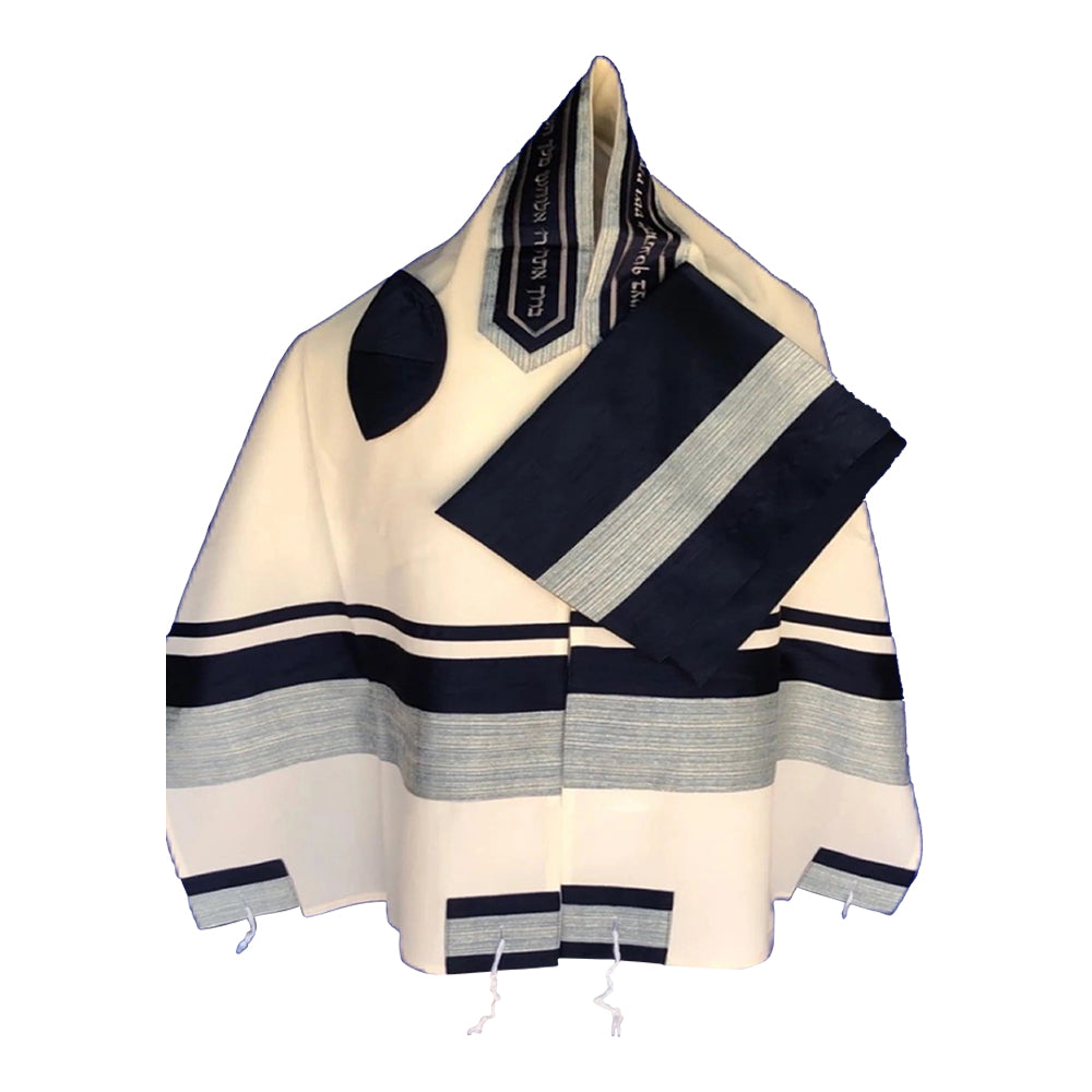 Men's Tallit: ADEB-520 Navy Blue & Light Blue