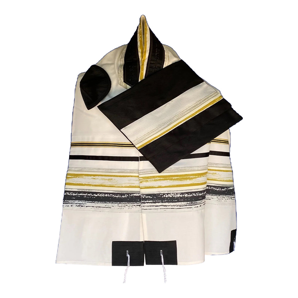Men's Tallit: ADEB-531 Black & Mustard
