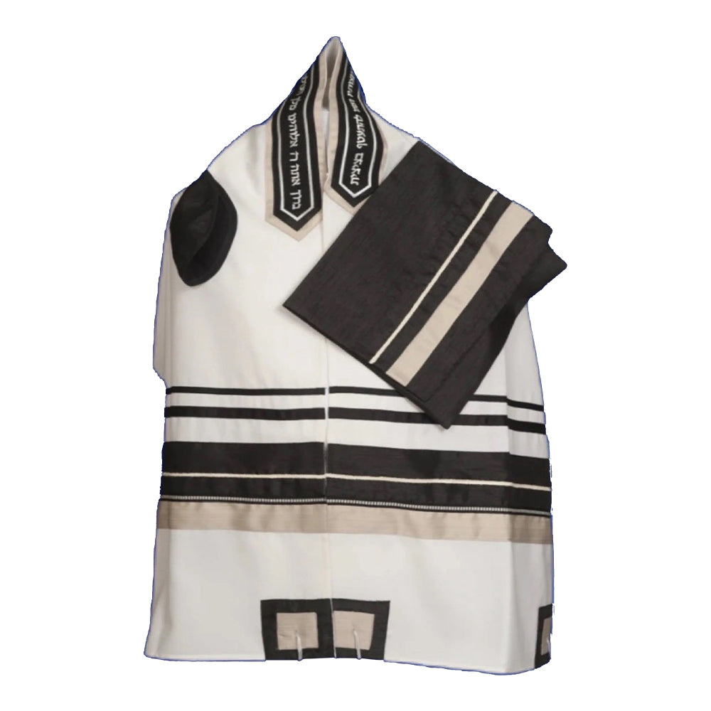 Men's Tallit: ADEB-802 Black & Light Browen