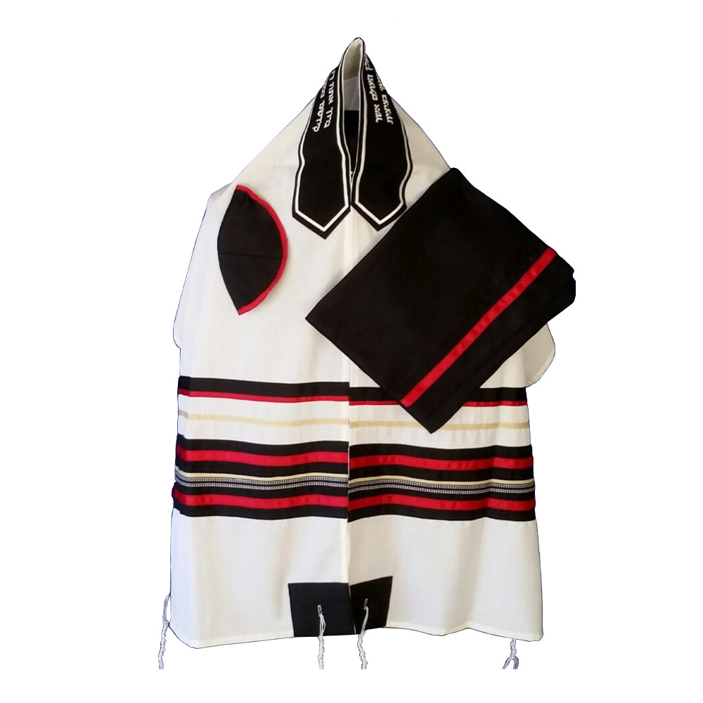 Men's Tallit: ADEB-972 Black & Red