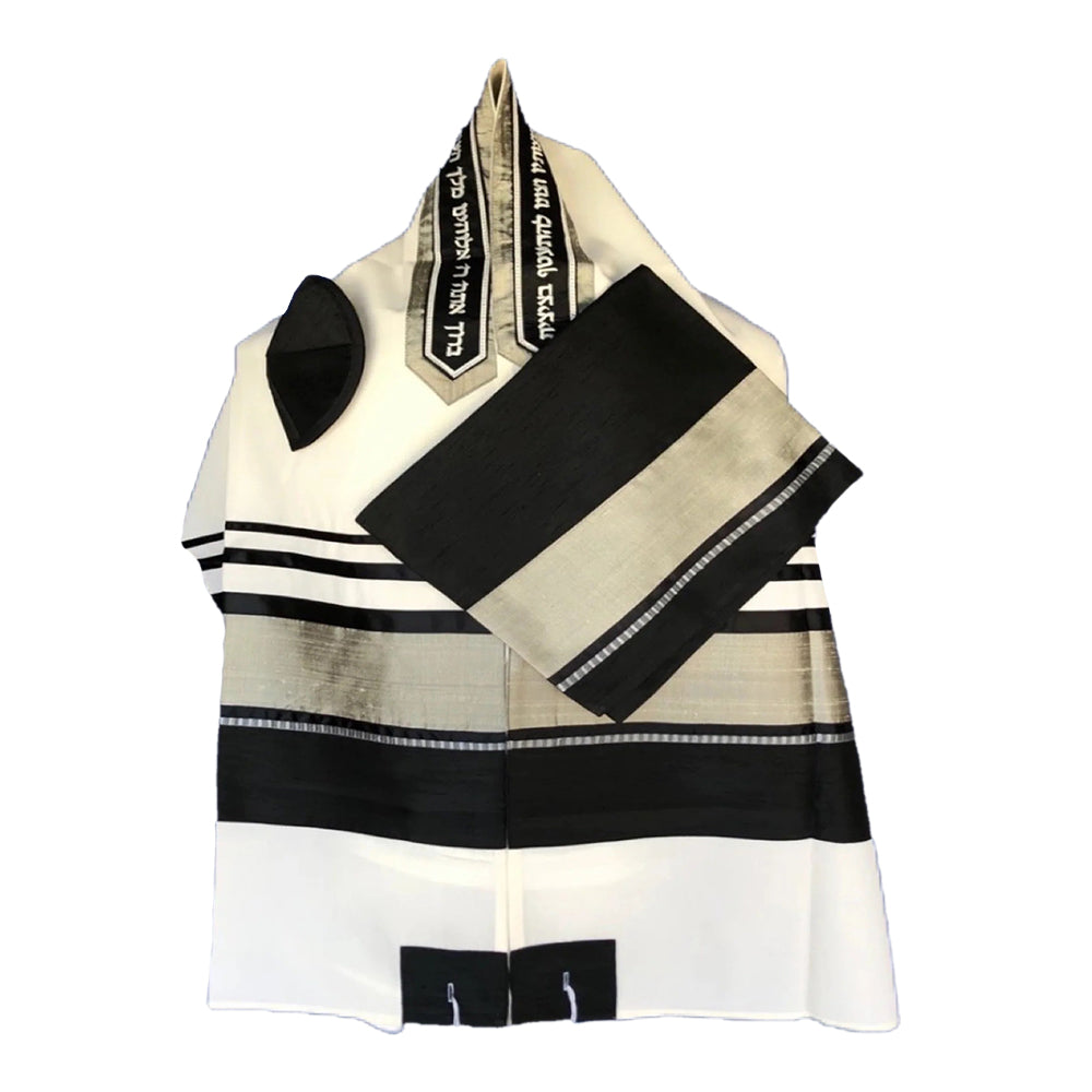 Men's Tallit: ADEB-990 Black & Silver