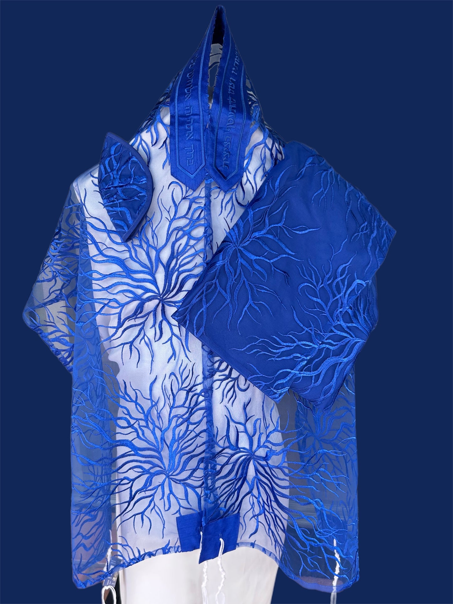 Ade-125 Royal blue Tree of Life Tallit