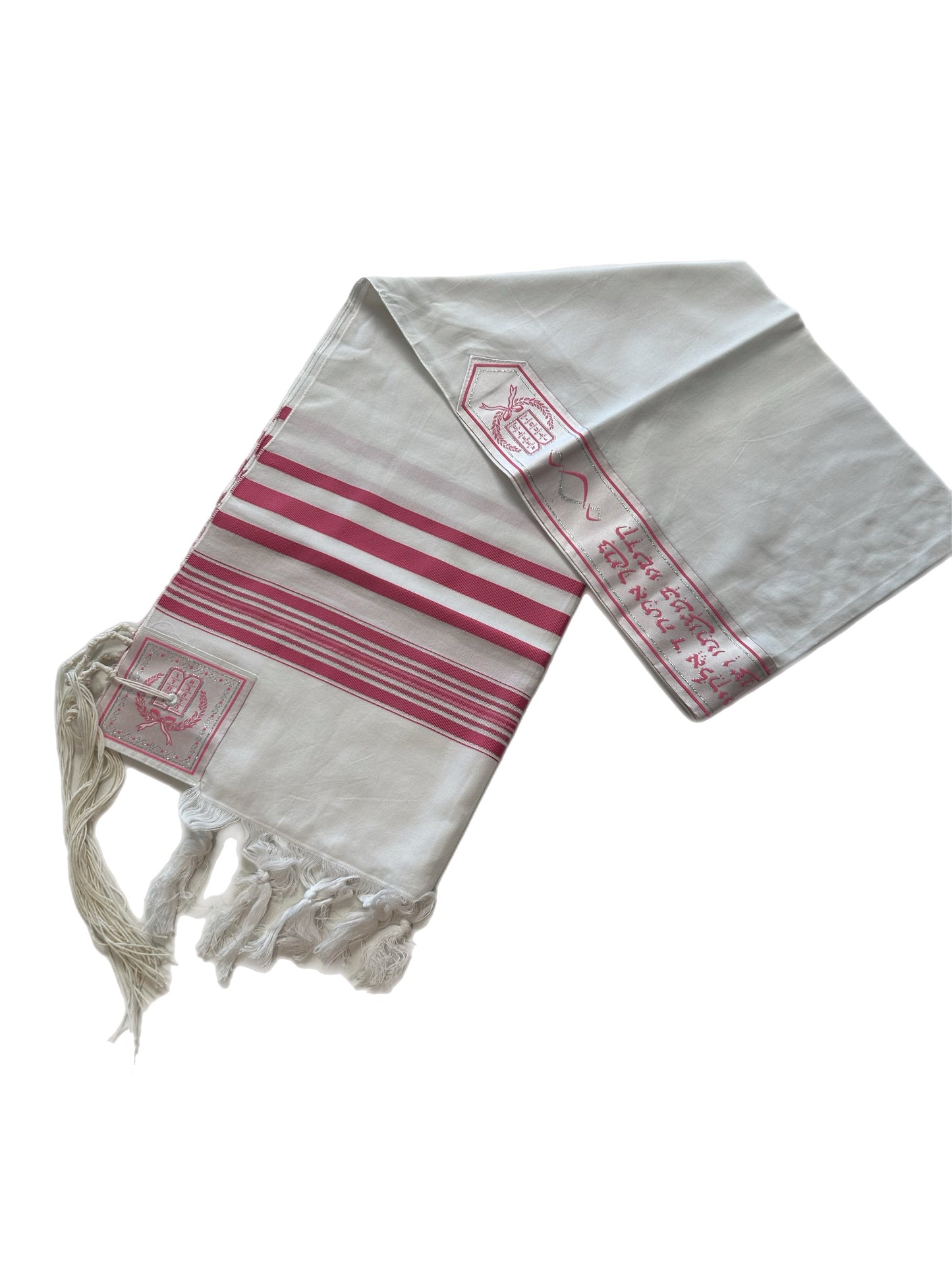 Ade-101 White pink stripe Tallit