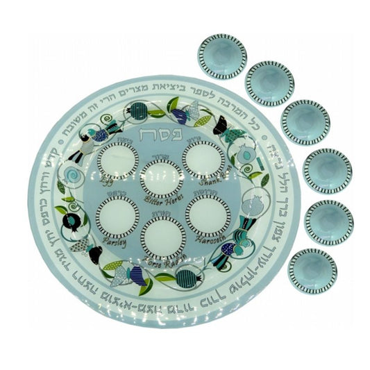 HDR-5433 Seder Plate Glass With 6 Dishes