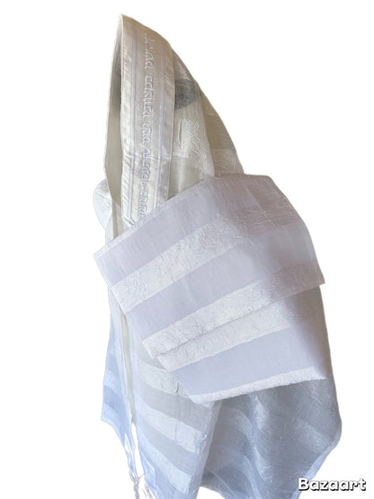 Women's Tallit: Ade-702 White Stripe Chiffon tallit
