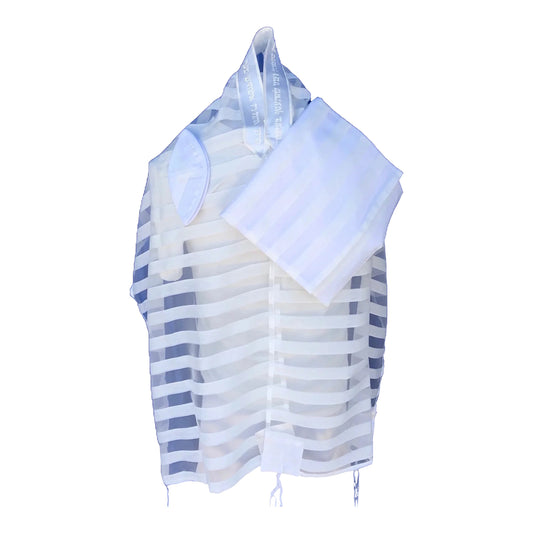 Women's Tallit: ADE-739 Whote stripes chiffon Tallit