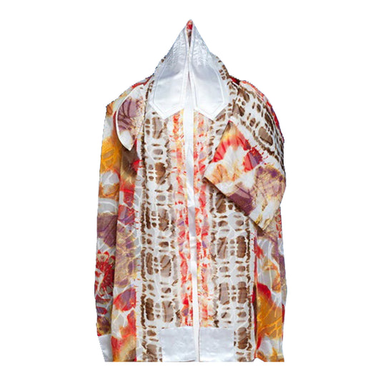 Women's Tallit: ADE-937 Brown and Orange tie dye Chiffon allit