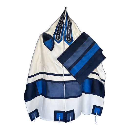 Men's Tallit: ADEB-538 Navy Blue & Dark Blue