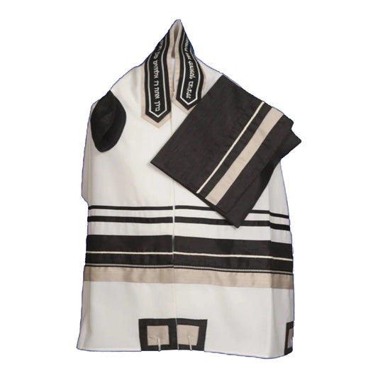 Men's Tallit: ADEB-802 Black & Light Browen