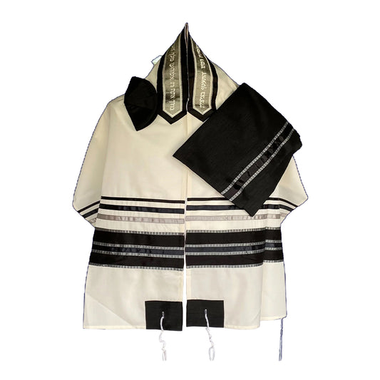 Men's Tallit: ADEB-950 Black & Silver
