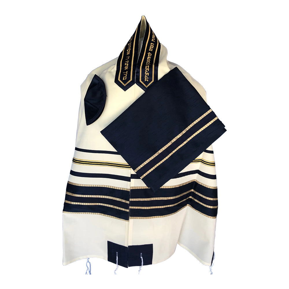 Men's Tallit: ADEB-956 Navy Blue & Gold