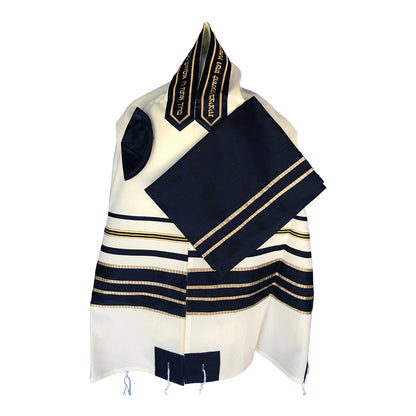 Men's Tallit: ADEB-956 Navy Blue & Gold