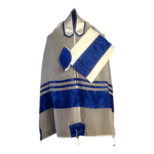 Women's Tallit: Ade-703 floral royal blue Tallit