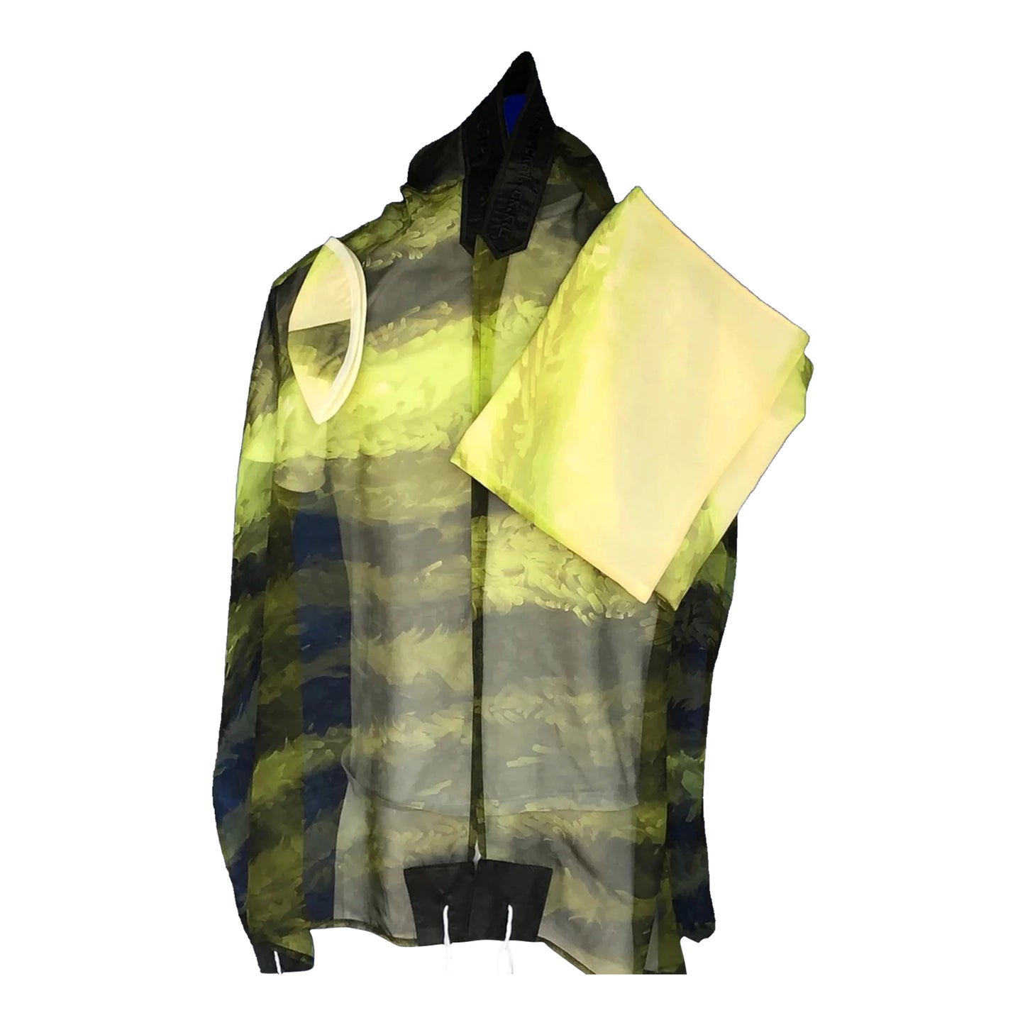 Women's Tallit: Ade-727 Lime green and Black Chiffon Tallit