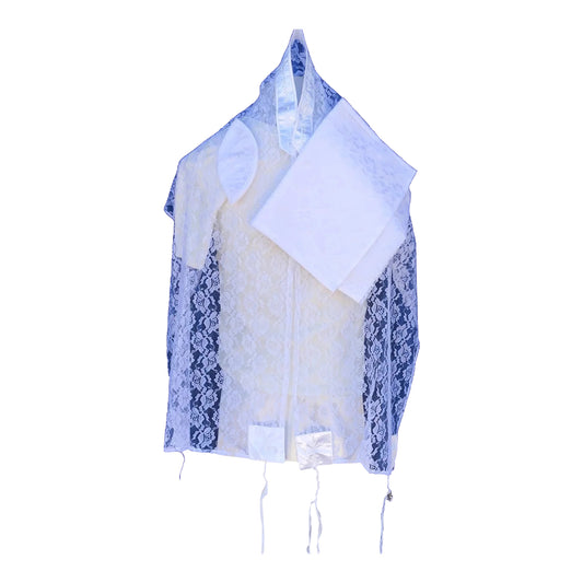 Women's Tallit: Ade-737 White Lace Tallit