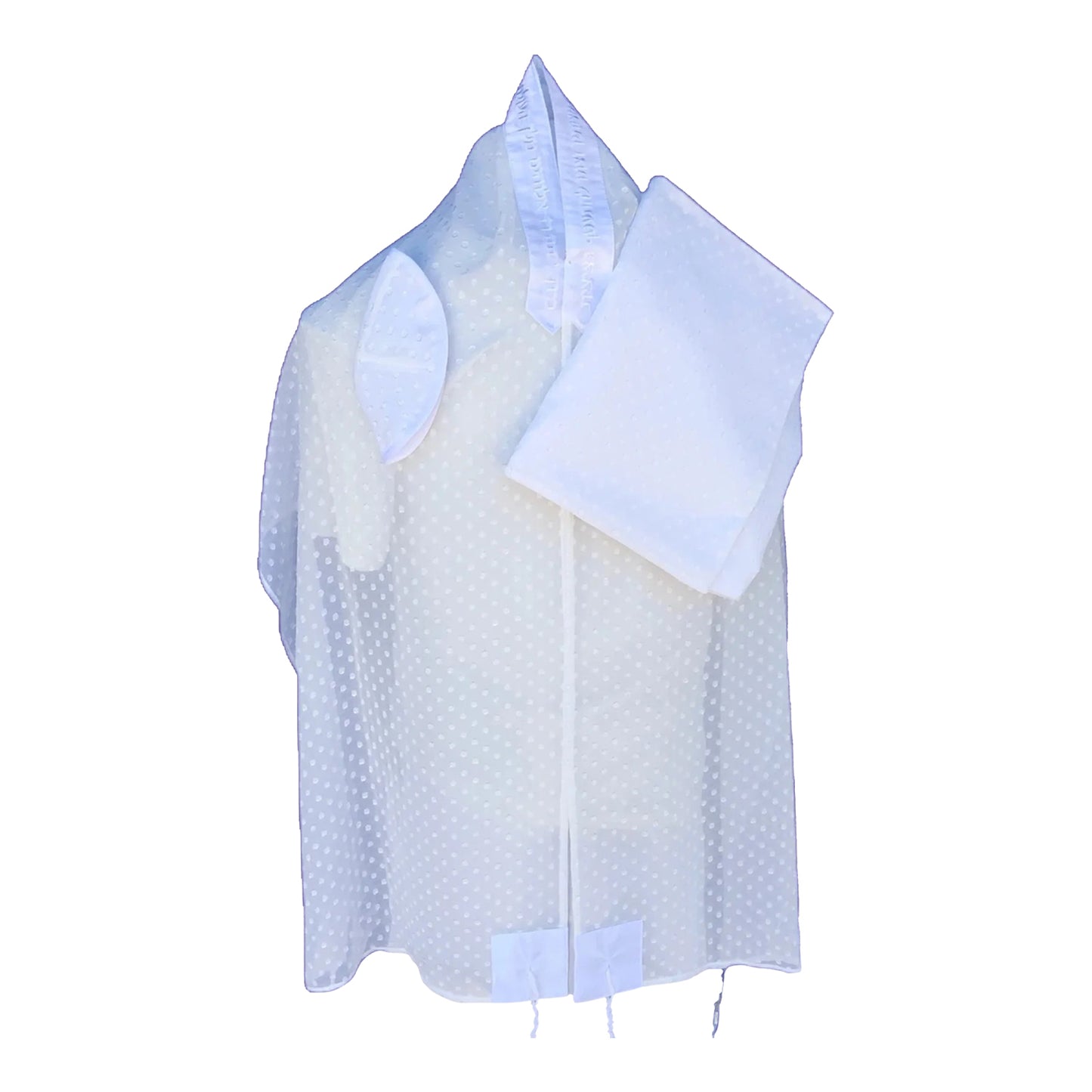 Women's Tallit: Ade-740 White dots Chiffon Tallit