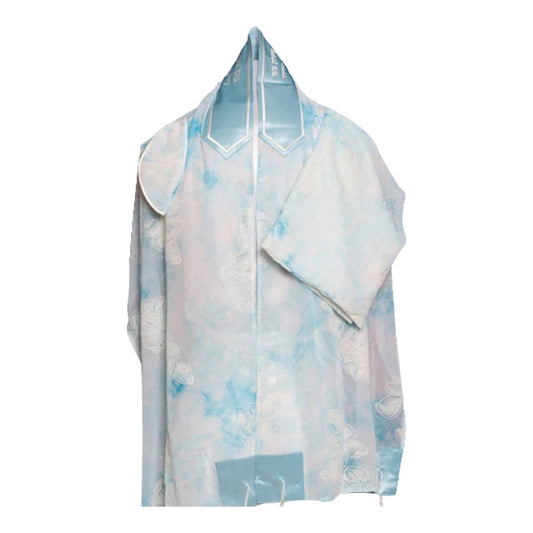 Women's Tallit: Ade-935 Baby Blue tie dye Chiffon Tallit