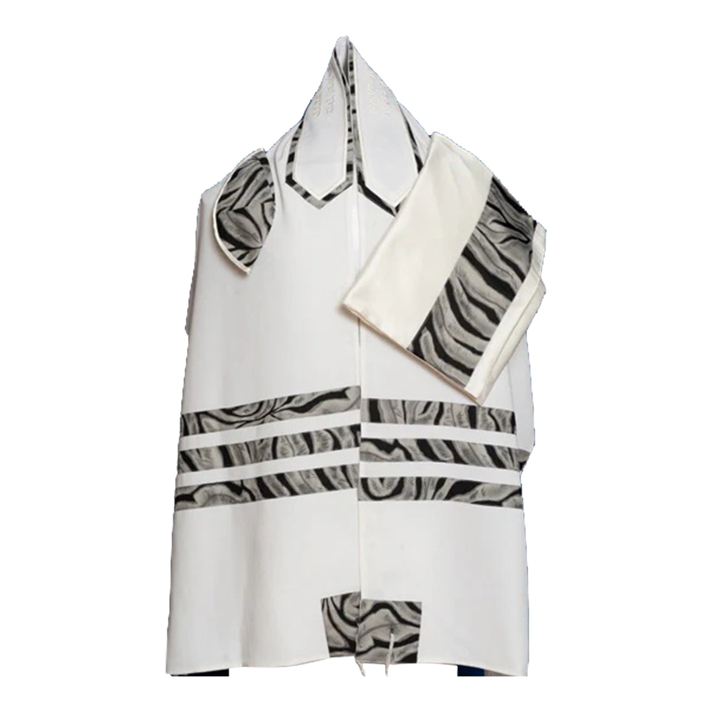 Women's Tallit: Ade-943 White w/ Zebra stripes Tallit