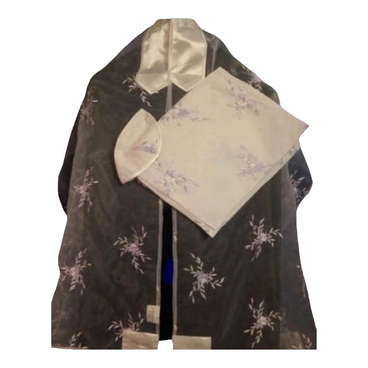 Women's Tallit: Ade-994  Lavender Floral Organza Tallit