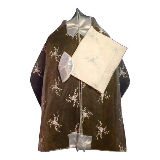 Women's Tallit: Ade-995 Baby Blue floral Organza Tallit