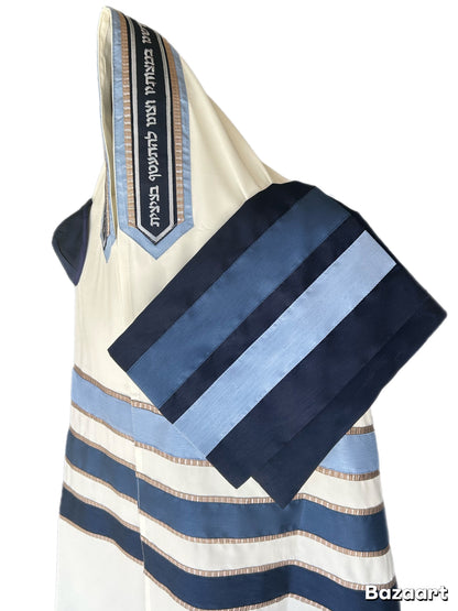 Men's Tallit: ADEB-509 Three Shades of Blue