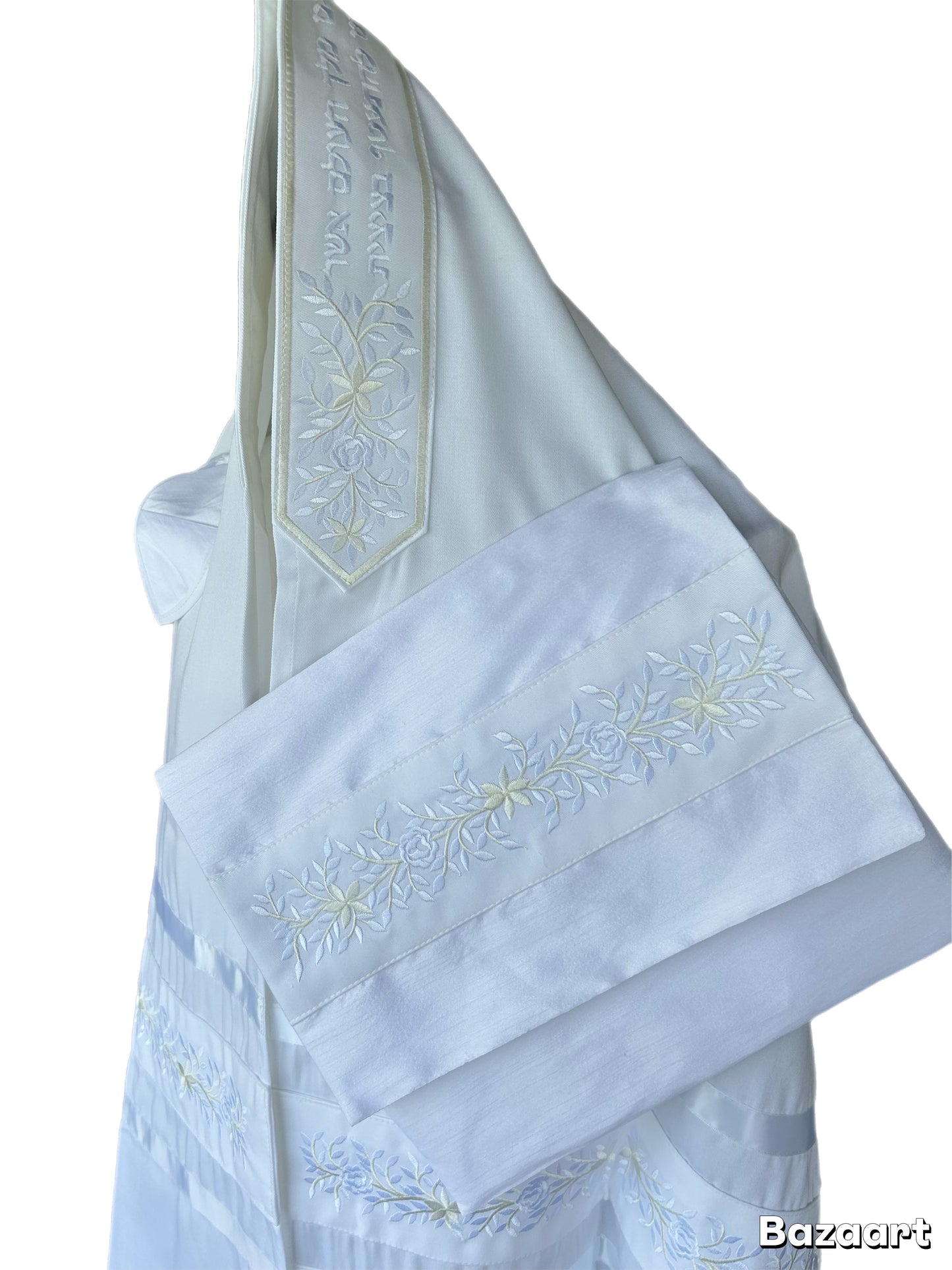 Women's Tallit: Ade-104 White Rose Tallit