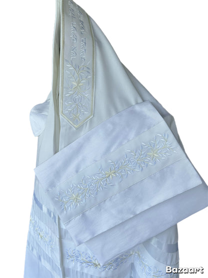 Women's Tallit: Ade-104 White Rose Tallit