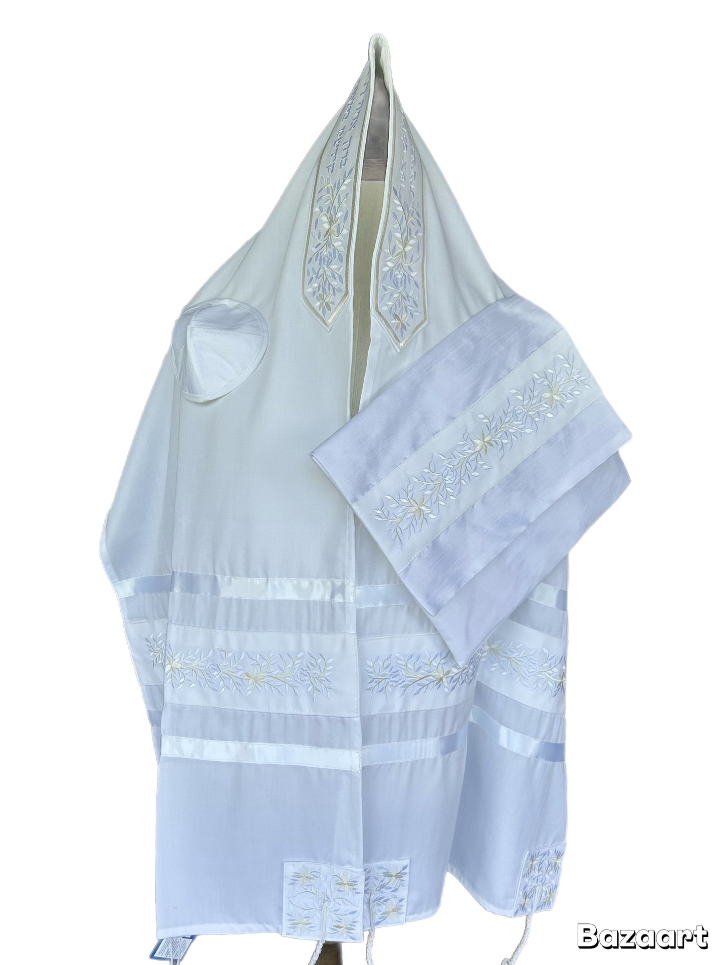 Women's Tallit: Ade-104 White Rose Tallit