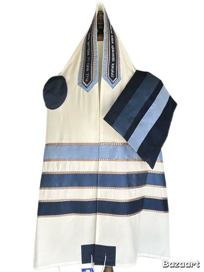 Men's Tallit: ADEB-509 Three Shades of Blue