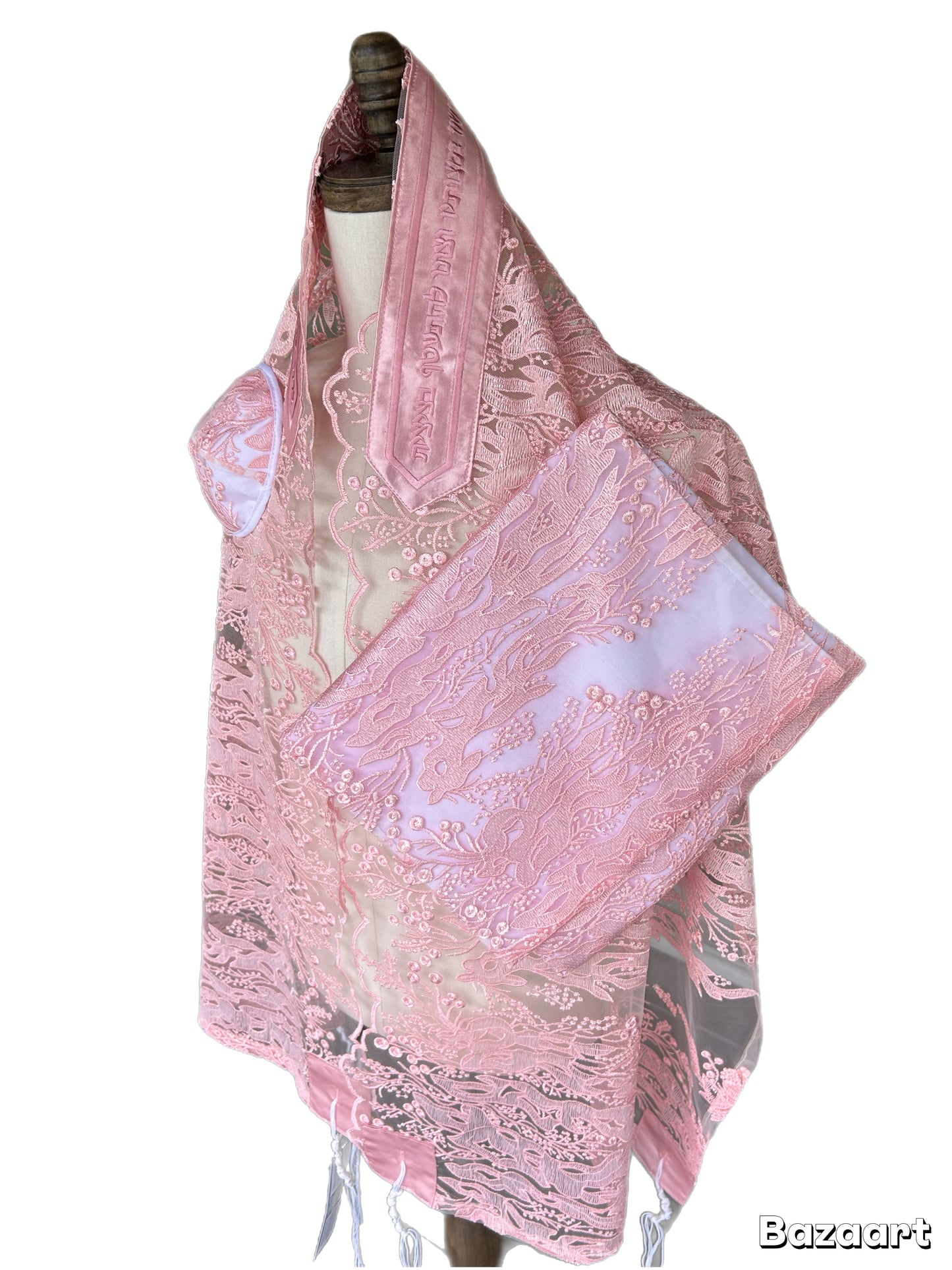 Women's Tallit: Ade-156 Pink  Embroider Tallit