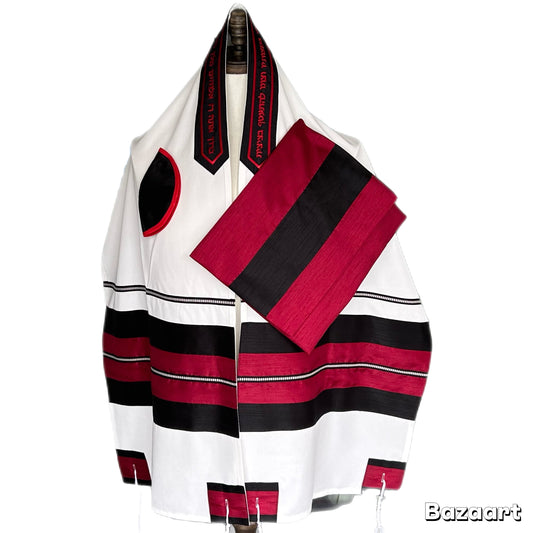 Men's Tallit: ADEB-549 Red & Black