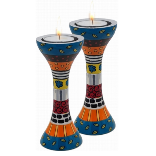 HDR-9319  Turquoise Candle Holders 5''