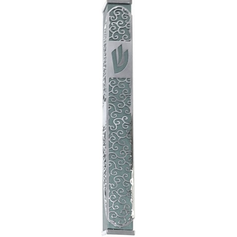 HDR-4121 Mezuzah Aluminum With Laser Cut Silver Pattern 12 Cm