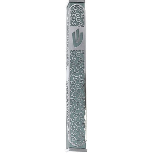 HDR-4121 Mezuzah Aluminum With Laser Cut Silver Pattern 12 Cm