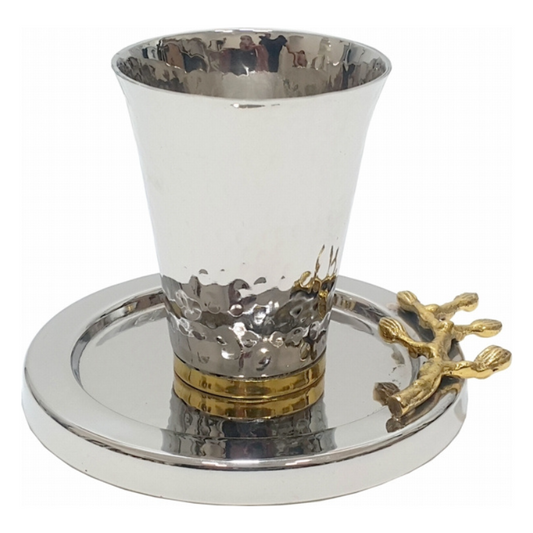 HDR-9385 Kidush Cup Antique W Gold Branch