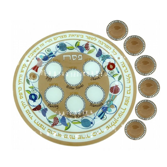 HDR-5431 Seder Plate Glass With 6 Dishes