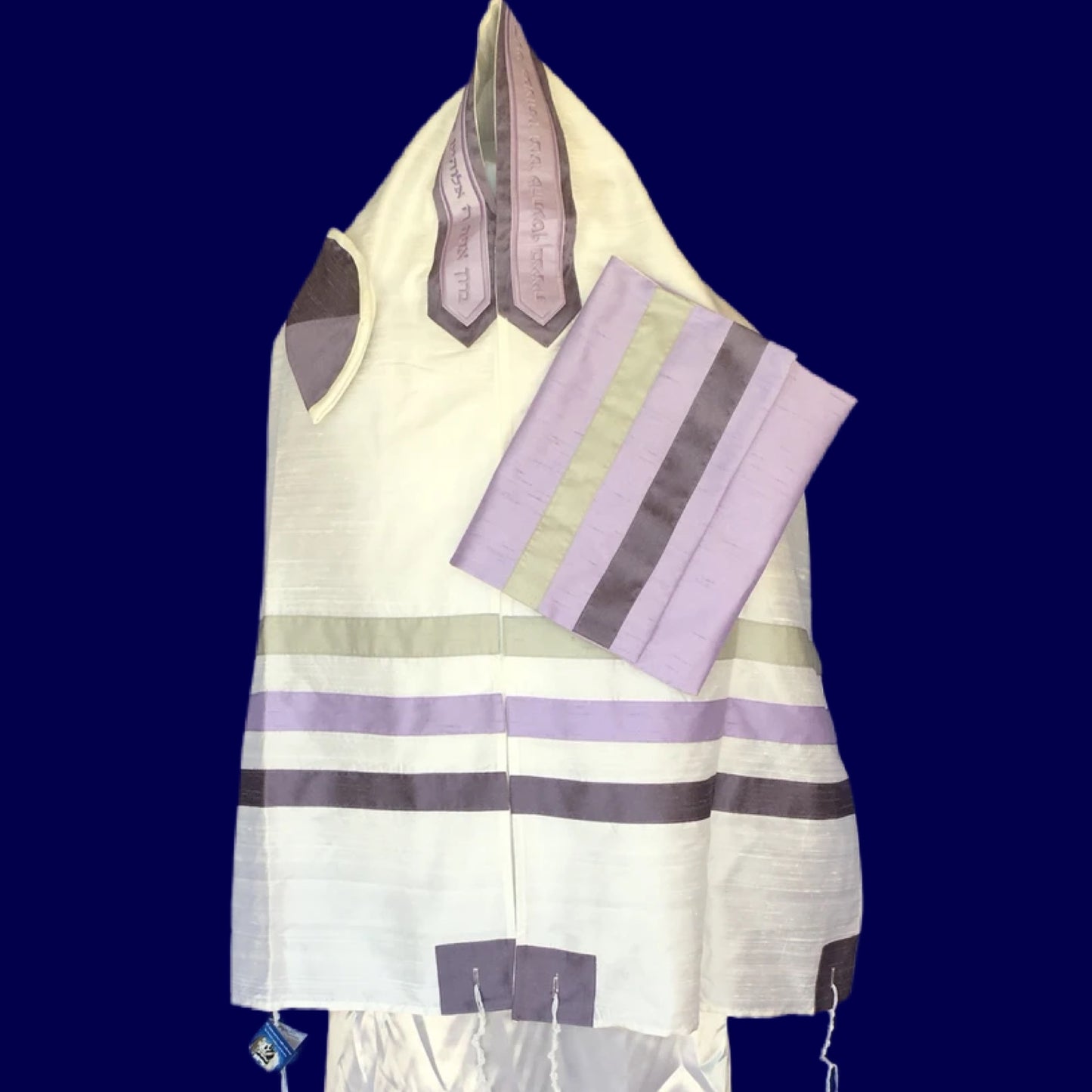 Ade-725 Raw Silk with lavender stripe Tallit