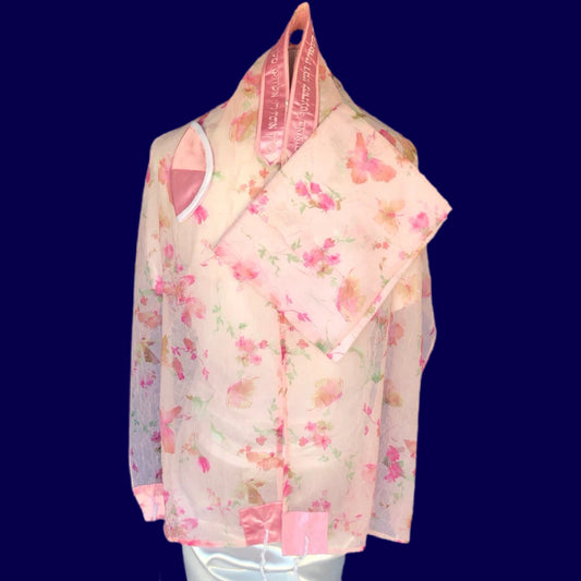 Ade-742 Pink floral Chiffon Tallit