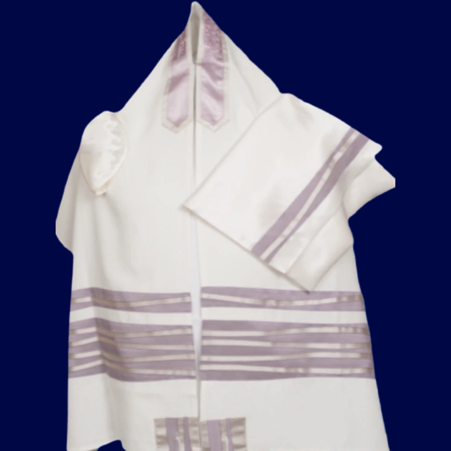 ADE-999 White with Lavender wave Tallit